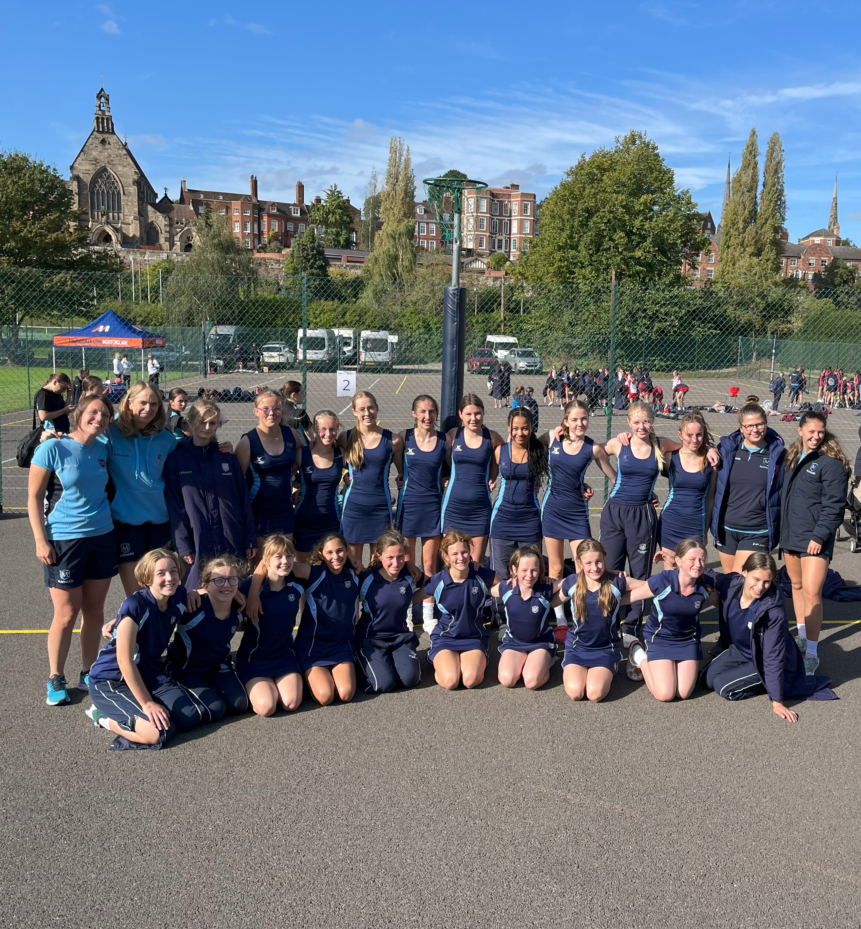 Group of students in netball outfits