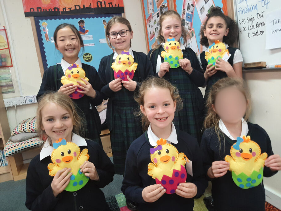 Year 3 sewing Easter chicks
